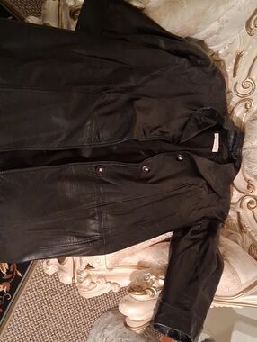 Vericci Black Trench Coat with Button Closure